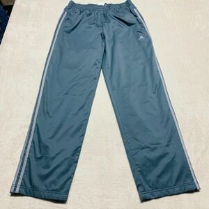 Vintage‎ Adidas Jogger Sweatpants Mens L Grey/Green Striped Y2K Style Mesh Lined